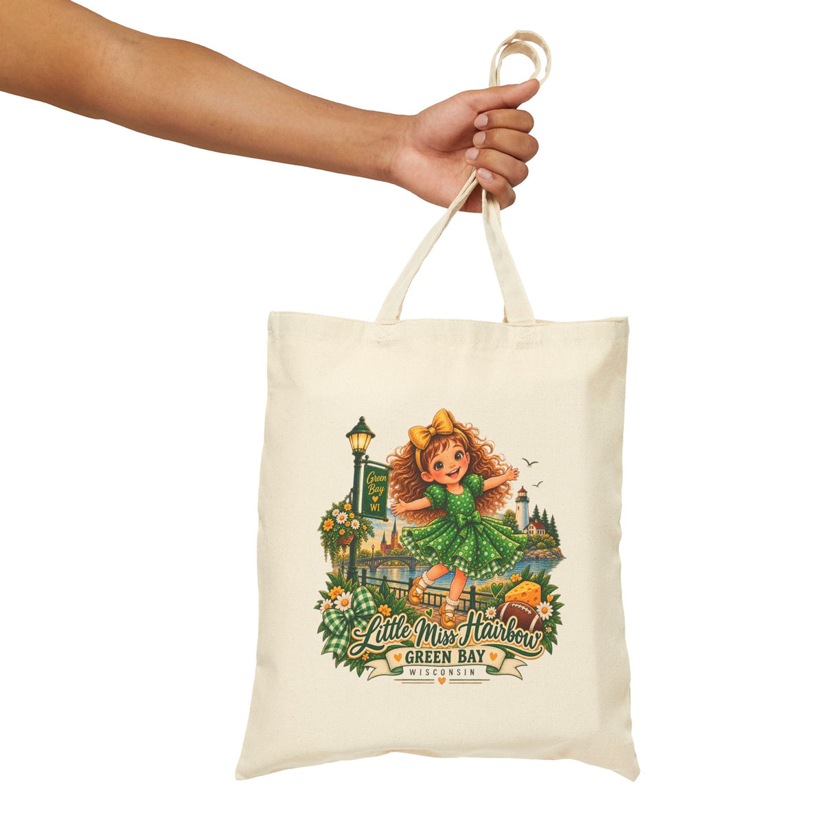 Little Miss Hairbow Goes to Green Bay tote