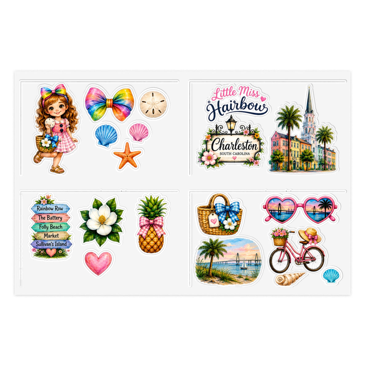Little Miss Hairbow Charleston Stickers