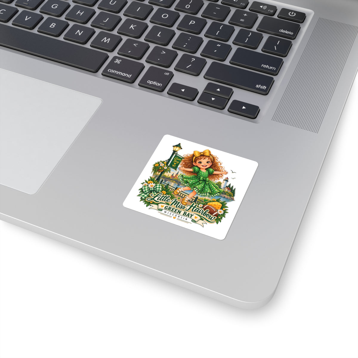 Little Miss Hairbow Green Bay Square Sticker
